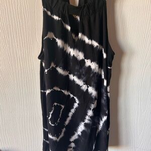 INC International Concepts Black and White Tie-Dye Maxi Dress